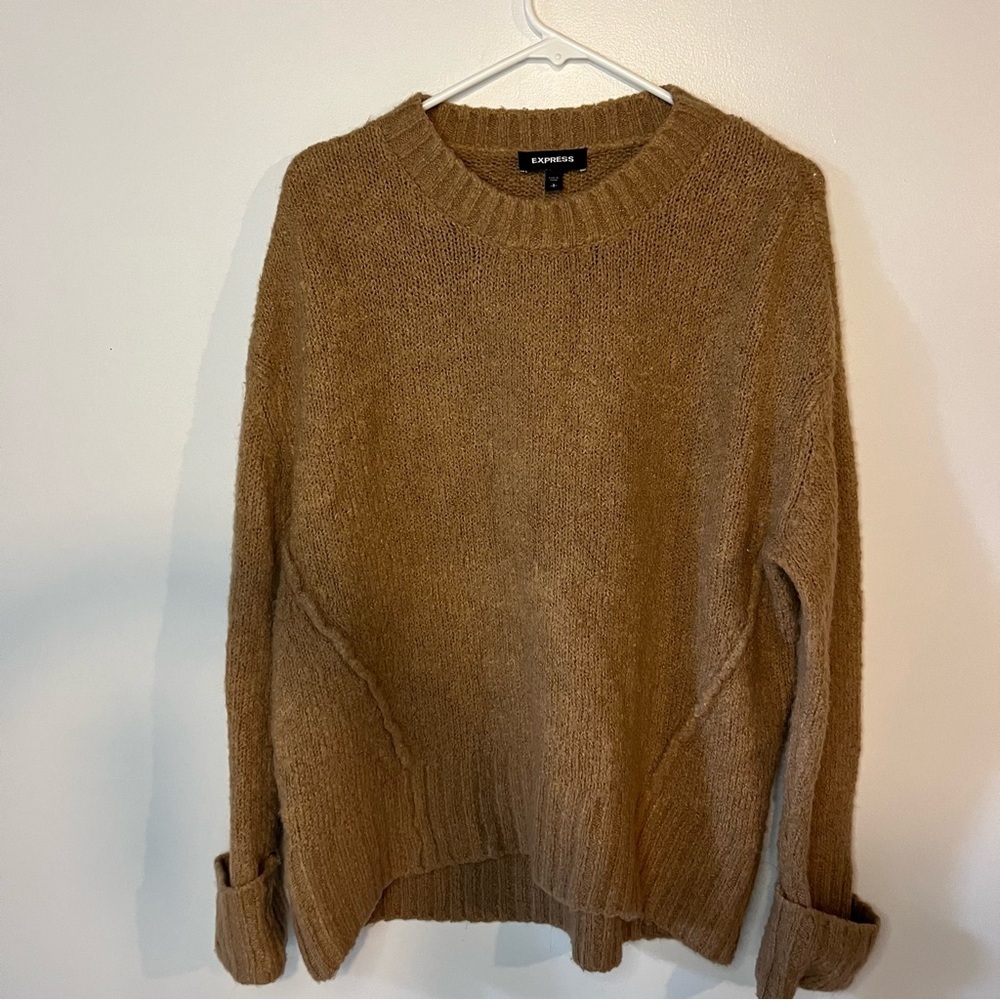 EXPRESS womens sweater chunky oversized S beige tan Fall/Winter top